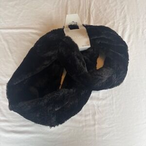 West Loop Womens Faux Fur Infinity Scarf Black One Size Winter Neck Warmer NWT